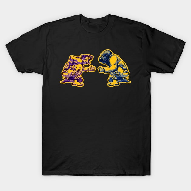 Martial Arts - Way of Life #1 - tiger vs gorilla - Jiu jitsu, bjj, judo T-Shirt by undersideland